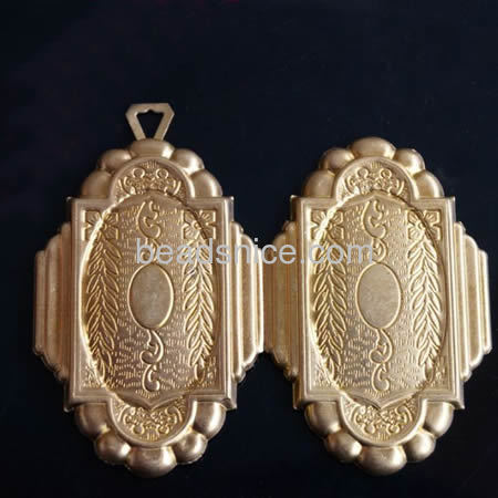New Design Brass  Photo Locket DIY Gift for your sweetheart,Lead-Safe,Nickel-Free,rack plating,