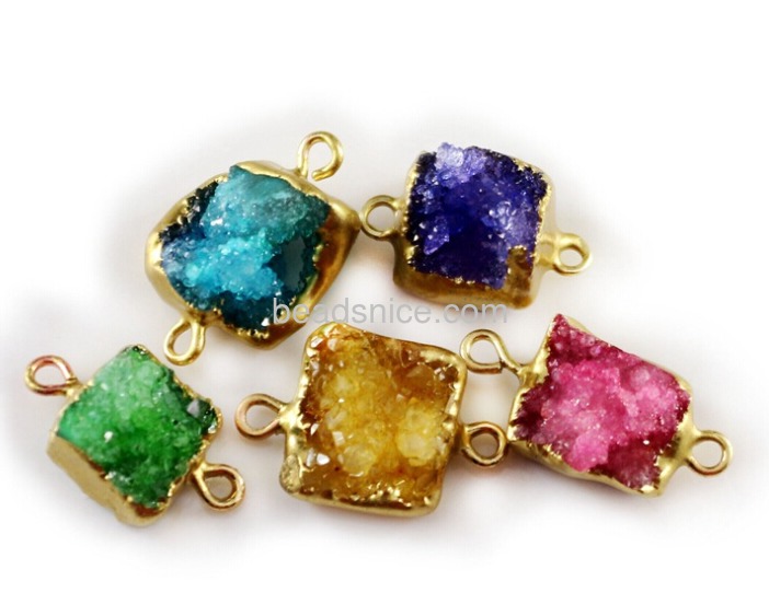 Druzy connector natural stone jewelry with brass gold plated 1/1 loop nickel free  lead safe