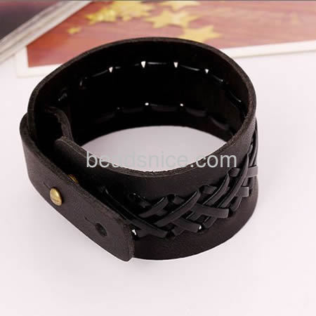 Jewelry Real leather bracelet,32mm wide,long 26cm,Flat,