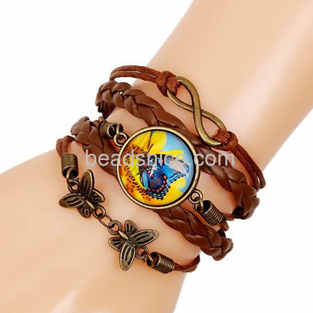 Jewelry Real leather bracelet,long 15-20cm,Flat,