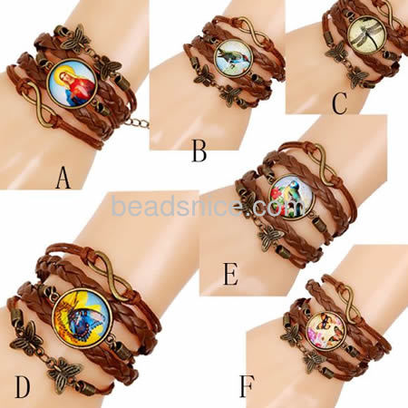 Jewelry Real leather bracelet,long 15-20cm,Flat,