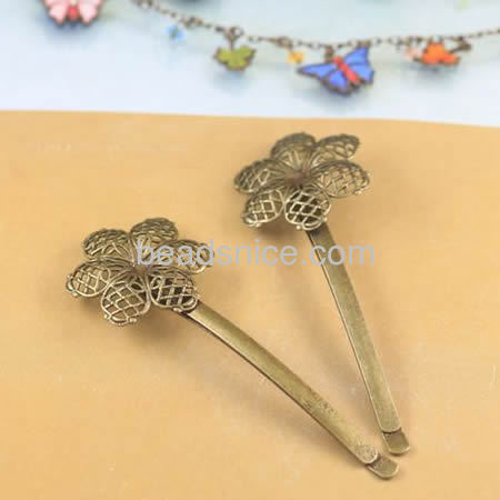 Brass hair ornaments, hairpins，Lead-Safe,Nickel-Free,