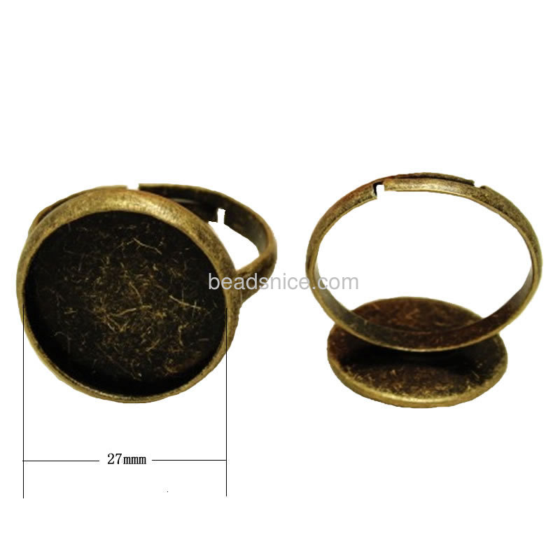 Brass finger ring settings,adjustable ,lead-safe,nickel-free