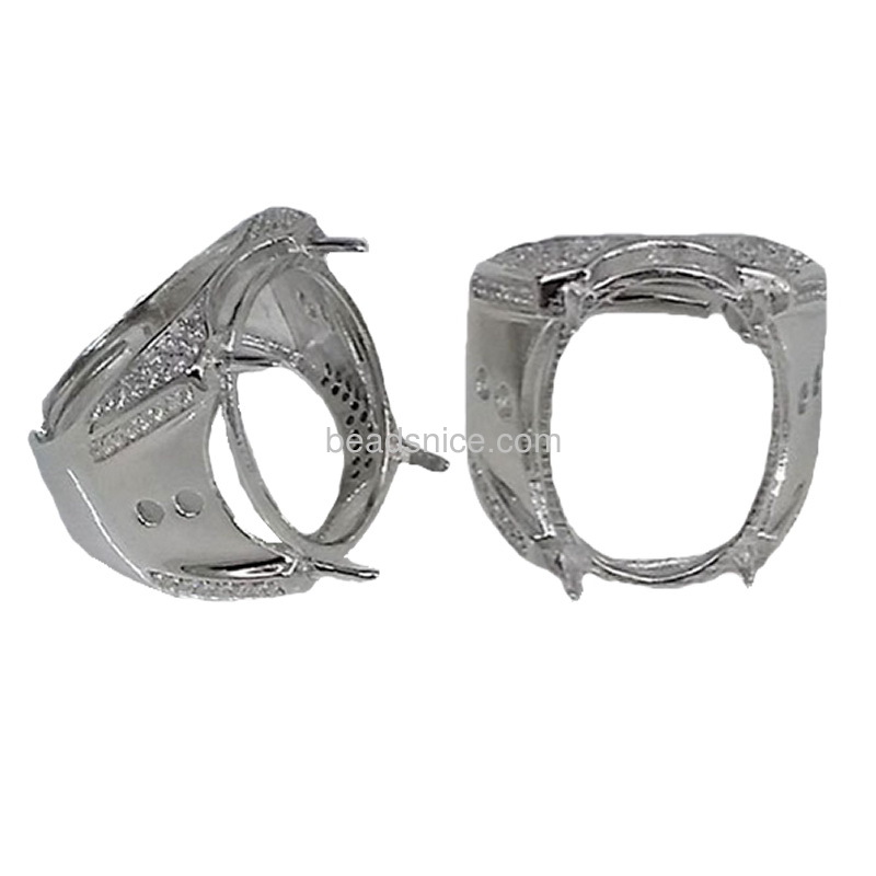 925 Sterling Silver Adjustable Men Ring , Semi-Mount Ring Settings,