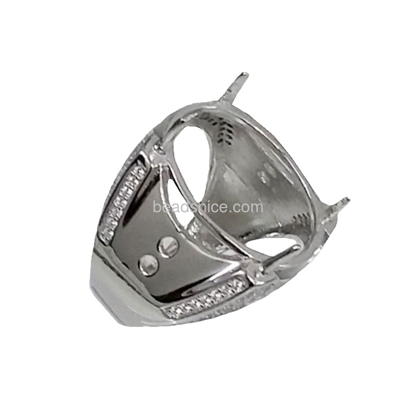 925 Sterling Silver Adjustable Men Ring , Semi-Mount Ring Settings,