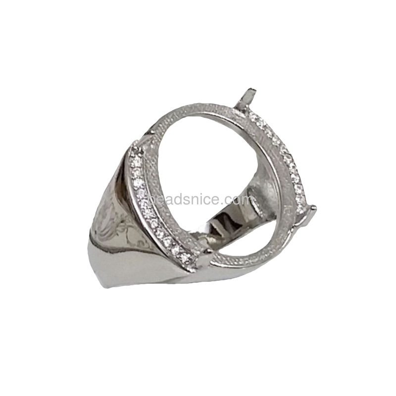 925 Sterling Silver Cabochon Ring Settings , Semi-Mount Ring Setting,For Men Stone Jewelry Ring Making,