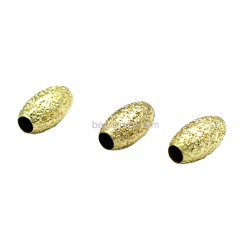 Loose beads for fashion jewellery making supplier ball brushed frosted spacer brass Oval