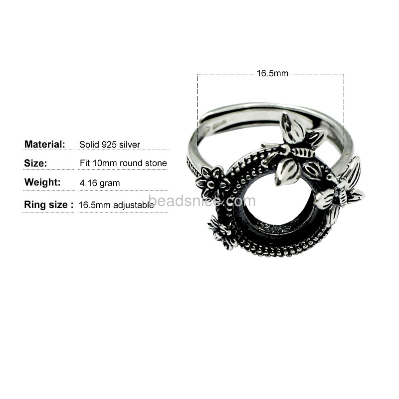 925 sterling silver semi mount ring settings wholesale
