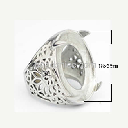 Men's ring blanks base finger ring hollow tray filigree flower frame wholesale fashion ring jewelry settings stainless steel DIY