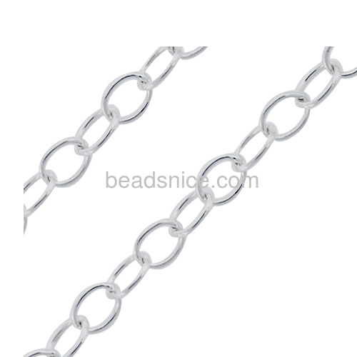 Oval cable chain link jewelry chain wholesale fashion jewelry findings sterling silver nickel-free approx 4.3g per m