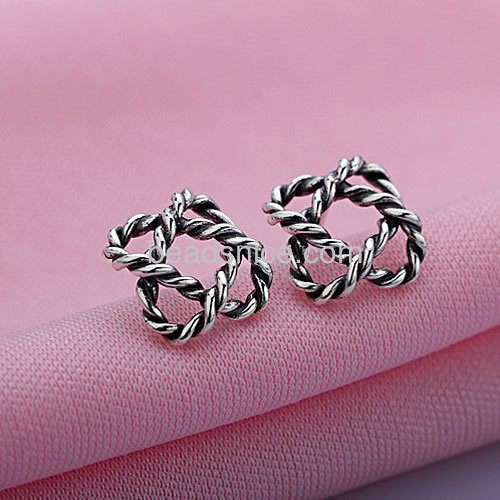 Charm earring twisted rope stud earrings personalized style fit daily wear wholesale jewelry findings Thai silver