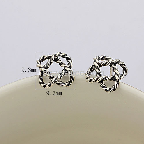 Charm earring twisted rope stud earrings personalized style fit daily wear wholesale jewelry findings Thai silver