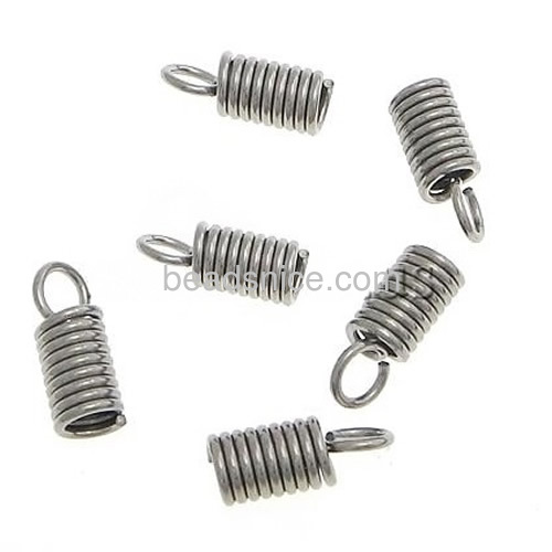 Metal spring end clasp leather cord buckle necklace clasp cord end crimp caps wholesale jewelry accessory stainless steel DIY