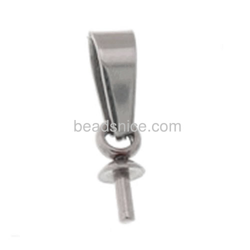 Stainless steel pendant bail pin for pearl crystal bead 3mm cap oval buckle needle cap wholesale jewelry accessories