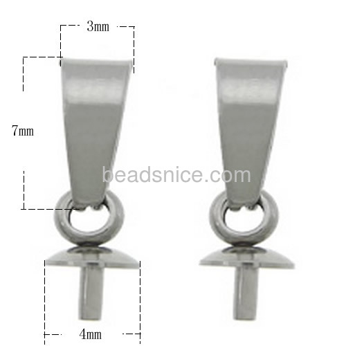 Pendant bails cup with peg pearl caps pendant bail connector clasp with cap pin wholesale jewelry accessories stainless steel