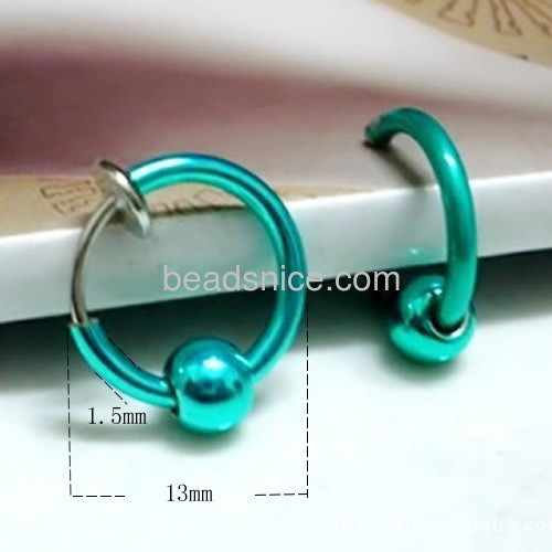 Ear clips charms clip on nose lip ear wholesale piercing jewelry stainless steel DIY props mixed color with small bead