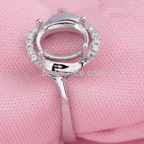 Silver ring settings finger ring base opening mountings tray wholesale fashion jewelry accessories sterling silver oval DIY gift