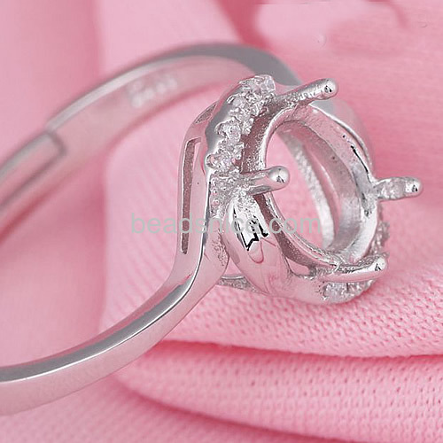 Silver ring settings finger ring base opening mountings tray wholesale fashion jewelry accessories sterling silver oval DIY gift