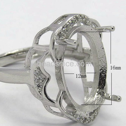 Engagement ring base prong ring semi-mount settings opening tray four claw wholesale jewelry making sterling silver oval