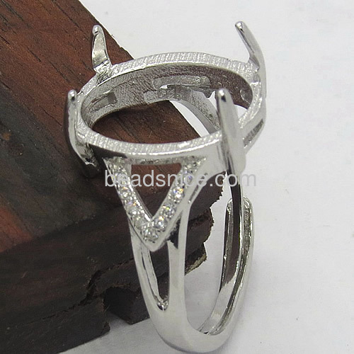 Sterling silver ring settings filigree prong ring mountings open bracket wholesale jewelry accessories oval