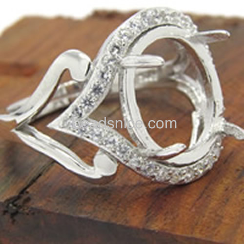 Silver ring settings heart rings semi mount ring setting wholesale jewelry making 925 sterling silver
