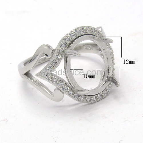 Silver ring settings heart rings semi mount ring setting wholesale jewelry making 925 sterling silver