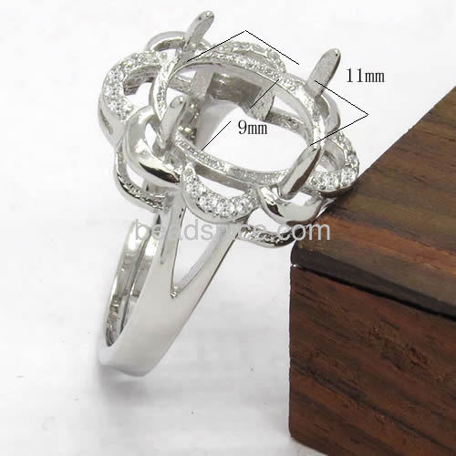 925 sterling silver ring setting wholesale jewelry accessories flower CZ ring open mountings Korean fashion