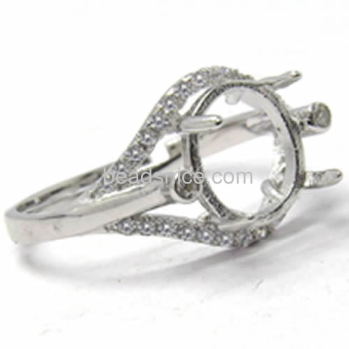 Silver ring settings inlay zircon ring mountings jewelry making supplier 925 sterling silver vintage style