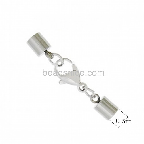 End cap 6mm cord with lobster clasp wholesale fashion jewelry accessories stainless steel DIY