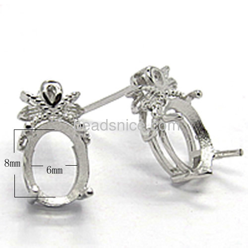 Stud earrings mountings blank custom earring wholesale jewelry findings sterling silver oval