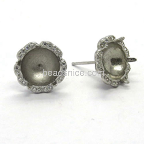 Sterling silver earrings stud semi mount earring setting rosette earrings mountings wholesale jewelry making DIY gift
