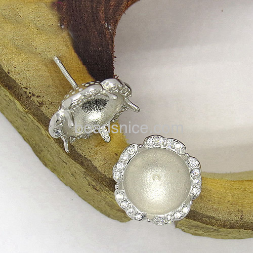 Sterling silver earrings stud semi mount earring setting rosette earrings mountings wholesale jewelry making DIY gift