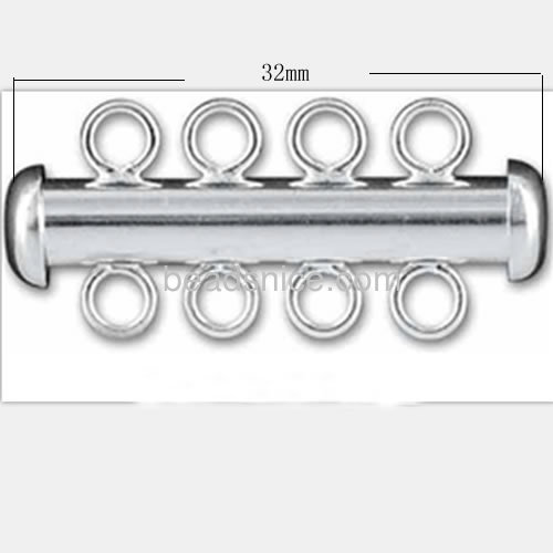Sterling silver DIY jewelry tube clasp bar clasps with 4 strands