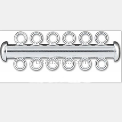 Sterling silver slide bar tube clasp with 6 loops for bracelet DIY
