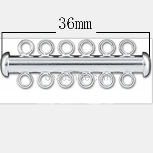 Sterling silver slide bar tube clasp with 6 loops for bracelet DIY