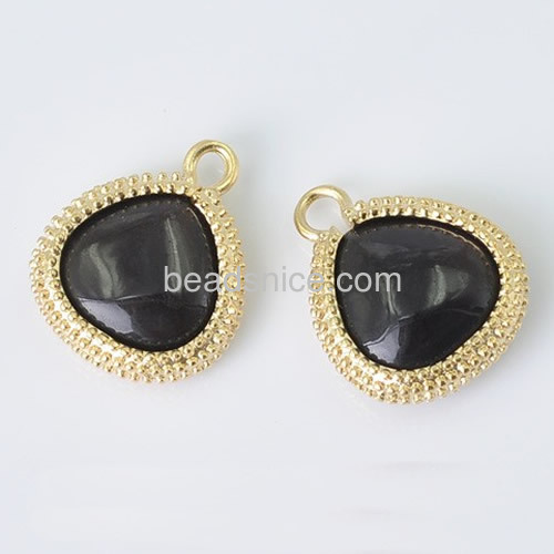 Heart pendants charms glass stone pendant metal bezel wholesale jewelry accessories brass DIY gift for friends