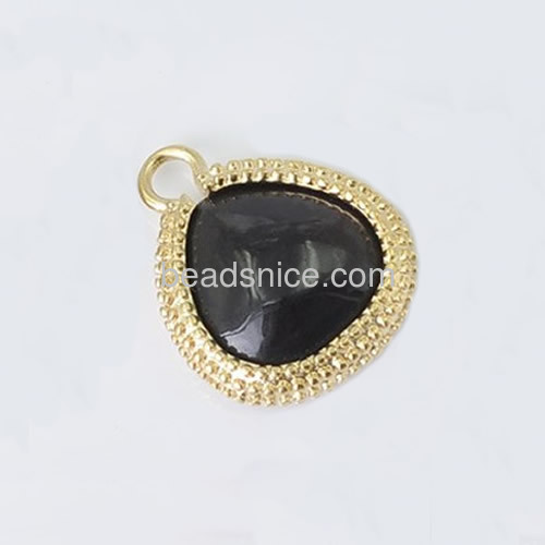 Heart pendants charms glass stone pendant metal bezel wholesale jewelry accessories brass DIY gift for friends