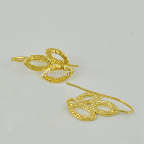 Earrings woman hollow leaf earring hooks tiny three leaf earrings wholesale jewelry findings brass delicate gift for friends