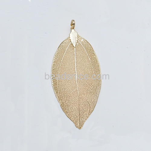 Natural leaf pendant necklace dipped leaf pendants filigree craft wholesale vogue jewelry accessories brass unique gift for frie