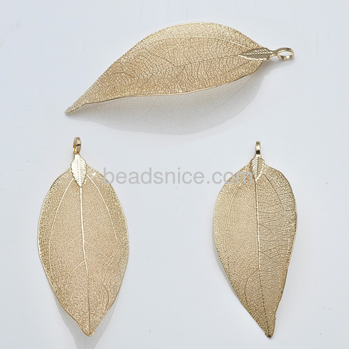 Natural leaf pendant necklace dipped leaf pendants filigree craft wholesale vogue jewelry accessories brass unique gift for frie