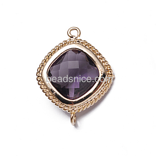 Glass connector charms purple glass stone connectors brass bezel links fit bracelets necklace wholesale jewelry connectors DIY