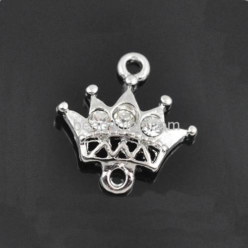 Tiny brass connectors unique crown connector fit bracelet necklace micro CZ pave wholesale fashionable jewelry accessories