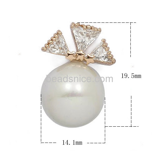 Pearl stud earring wedding earrings with imitation zircon wholesale fashion jewelry making brass round shaped gift for her