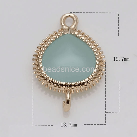 Heart conenctor glass stone pendants connector metal frame wholesale jewelry findings brass trendy style DIY gifts