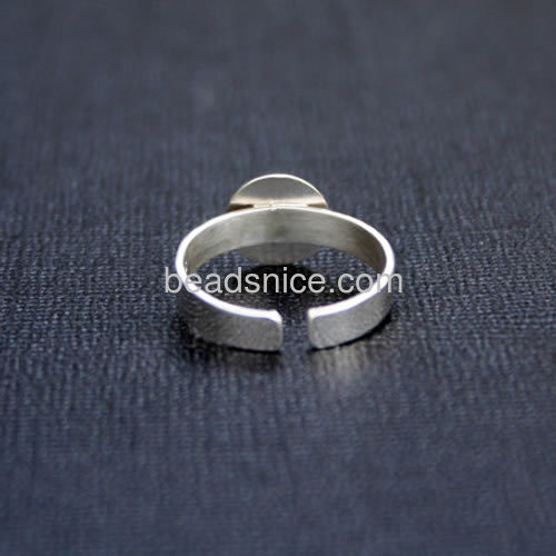 Sterling silver ring base finger blank rings glue-on 10mm flat pad wholesale fashionable jewelry component DIY