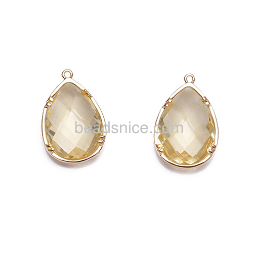Glass pendant yellow onyx synthetic stones teardrop wholesale fashion jewelry accessories elegant gift for her