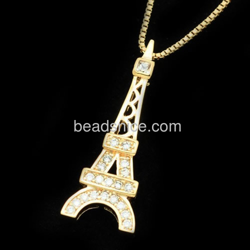 Eiffel tower pendants charms necklace pendant for women micro pave CZ wholesale fashion jewelry accessories brass DIY gift for h