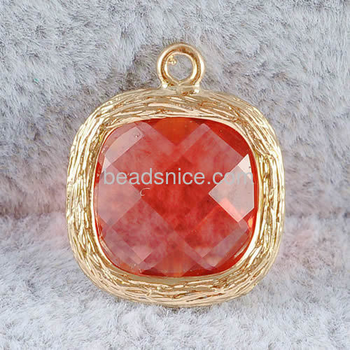 Glass necklace pendant charm filigree frame mixed colors wholesale fashion jewelry accessories brass DIY gift for her