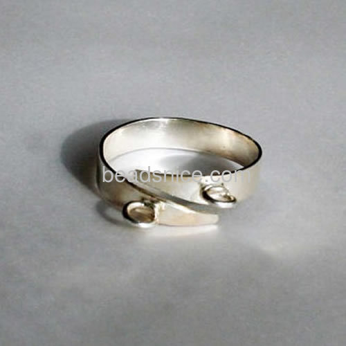 Silver ring open adjustable rings personalized ring with two loop wholesale jewelry accessories sterling silver DIY