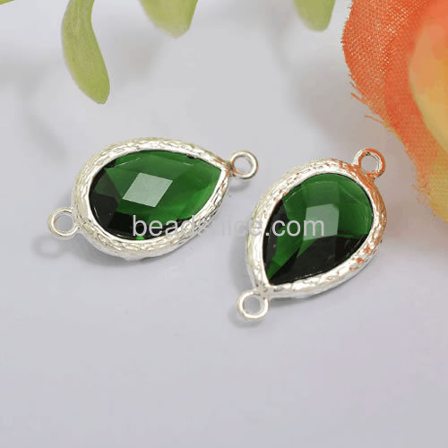 Glass pendant elegant teardrop shape metal bezel connector wholesale jewelry connectors accessories brass Korea trendy style